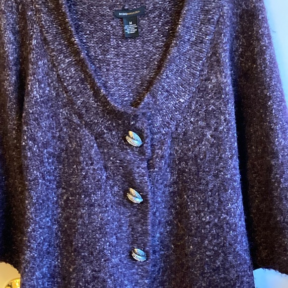 Vintage BCBGMAXAZARIA Purple and White Sweater with Hood and Pockets, Size M. - Picture 6 of 16